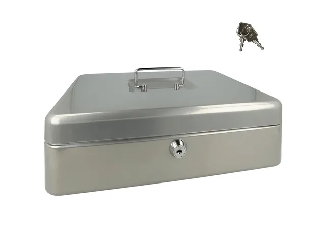 Geldkist Westcott 301x242x91mm zilvergrijs, kunststof inzet met 5 vakk