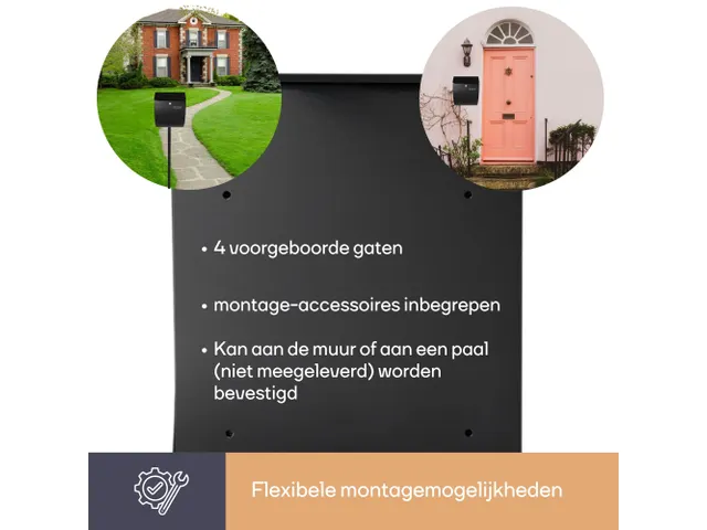 Brievenbus Nice Zwart Gebogen front, naamplaatje 2 sleutels 40x31x16cm