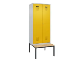 PBM-locker met bank,HxBxD 2120x800x815mm,2vak,vak B 400mm - 2