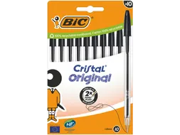 Balpen Bic Cristal medium zwart blister à 10 stuks