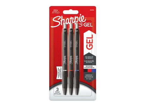 Gelschrijver Sharpie S-Gel Medium punt 0.7mm Blister 3 kleuren