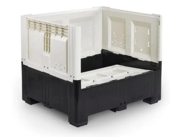 Palletbox,HxLxB 973x1200x800mm,695l,PE,zwart/ivoorkleurig