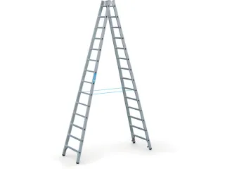Bokladder Dubbelzijdig Aluminium 4.02m 2x14sporten Stalen Scharnieren - 3
