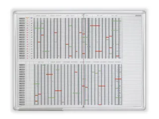 jaarplanner HxB 90x120cm magnetisch bord wit met raster - 1