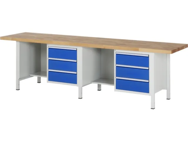 établi HxlxP 840-1040x3000x700mm plateau hêtre force 1250kg