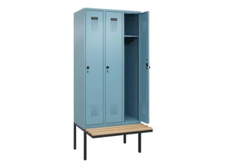 locker met bank,HxBxD 2120x900x815mm,3vak,vak B 300mm,draaigrendel - 2