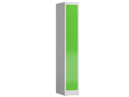 Lockerkast 1800x310x500mm 1x5 vakken cilinderslot, sokkel, RAL6018