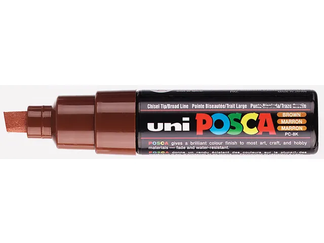 Verfstift Posca PC8K Brede punt 8mm schuin bruin