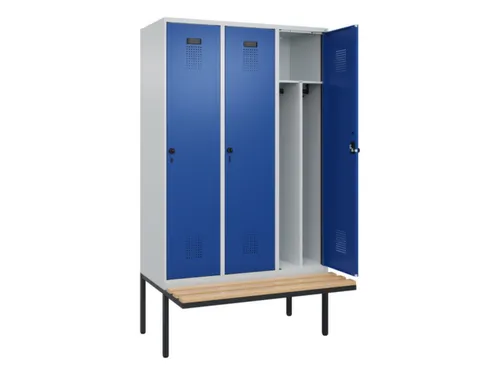 locker met bank,voor scheiding van kleding,HxBxD 2120x1200x815mm,3vak