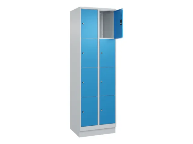 lockerkast,HxBxD 1950x600x500mm,2x4vakken,vak B 300mm,cil.-slot,sokkel