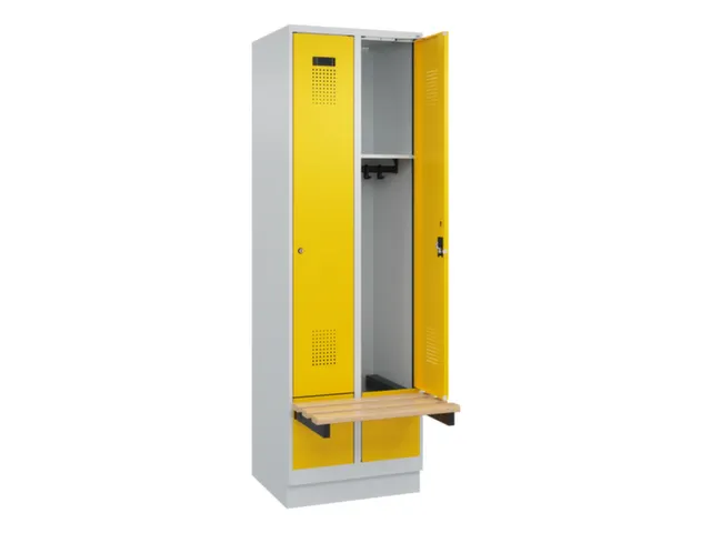locker met bank,HxBxD 1950x600x815mm,2vak,vak B 300mm,cilinderslot
