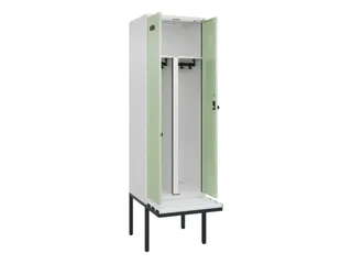 PBM-locker met bank,HxBxD 2120x600x815mm,2vak,vak B 300mm,draaigrendel - 1