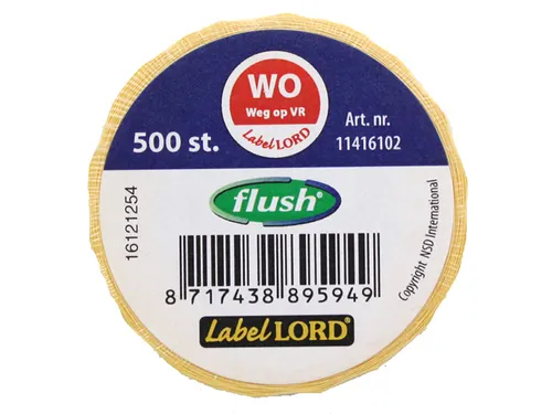 Voedseletiketten 59x23x59mm Flushlabel Wo weg op VR