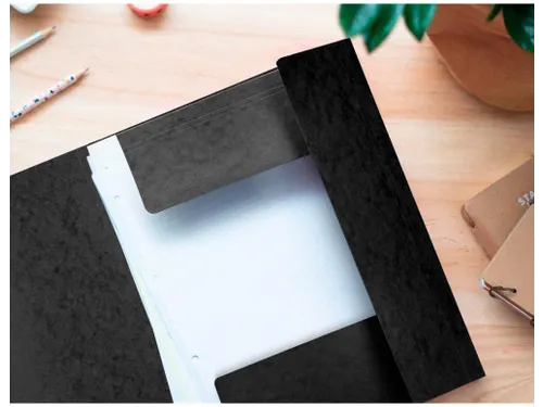 Elastomap A4 Met 3 Kleppen Karton Zwart Voor 200 Vel Pak 10 Stuks