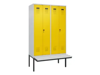 PBM-locker met bank,HxBxD 2120x1200x815mm,4vak,vak B 300mm - 2