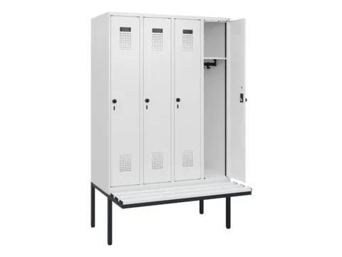 locker met bank,HxBxD 1950x1200x815mm,4vak,vak B 300mm,draaigrendel