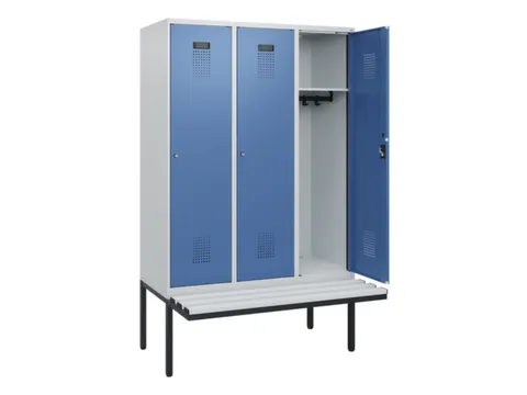 locker met bank,HxBxD 1950x1200x815mm,3vak,vak B 400mm,cilinderslot
