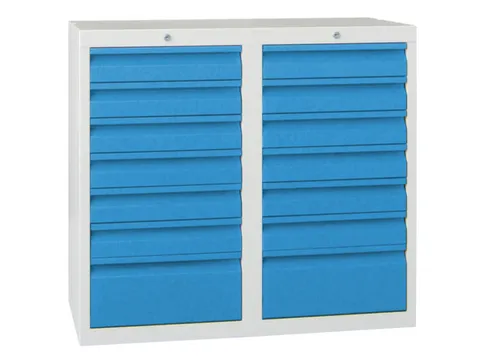 ladekast HxBxD 900x1000x500mm 14laden RAL7035 front RAL5012