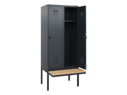 locker met bank,HxBxD 1950x800x815mm,2vak,vak B 400mm,draaigrendel
