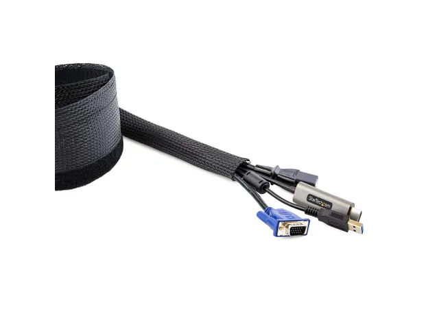 Gevlochten Kabelmantel met Klittenband 3 Meter