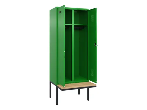 locker met bank,voor scheiding van kleding,HxBxD 2120x800x815mm,2vak