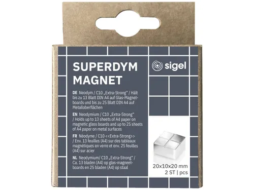 Magneten Sigel voor glasbord set 2stuks zilverkleurig C10 Extra-sterk