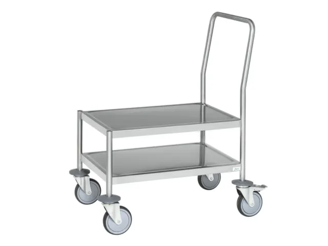RVS duwbeugelwagen,draagverm. 200kg,laadvl. LxB 720x475mm,RVSplaat