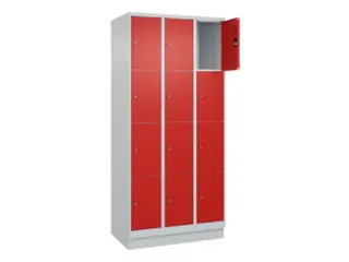 lockerkast,HxBxD 1950x900x500mm,3x4vakken,vak B 300mm,cil.-slot,sokkel - 1
