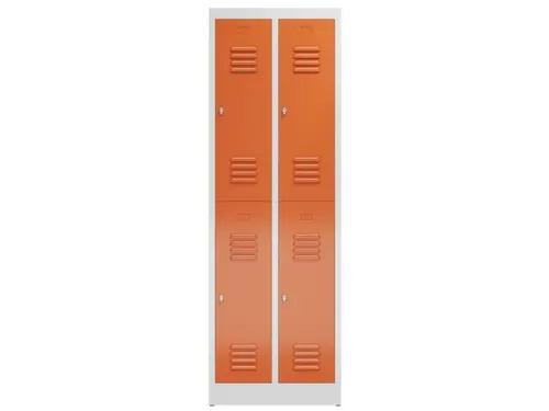 Dubbeldekse garderobekast 1800x590x500mm 2x2vak klink RAL7035 RAL3000