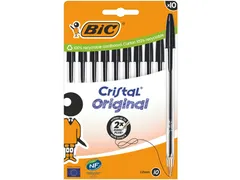 Balpen Bic Cristal medium zwart blister à 10 stuks