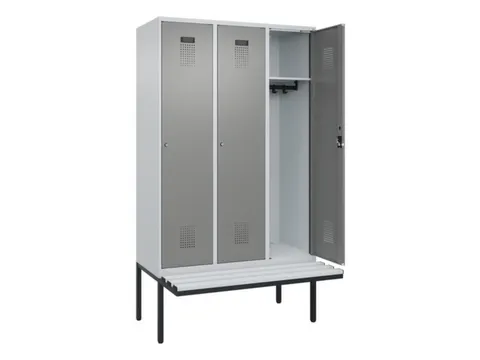 locker met bank,HxBxD 2120x1200x815mm,3vak,vak B 400mm,cilinderslot