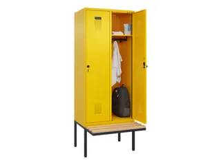 locker met bank,HxBxD 2120x800x815mm,2vak,vak B 400mm,draaigrendel - 1