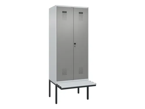 PBM-locker met bank,HxBxD 2120x800x815mm,2vak,vak B 400mm,draaigrendel