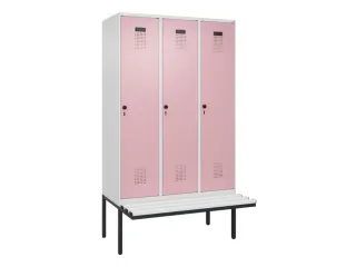 locker met bank,voor scheiding van kleding,HxBxD 2120x1200x815mm,3vak - 2