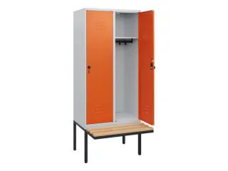 locker met bank,HxBxD 1950x800x815mm,2vak,vak B 400mm,draaigrendel - 2