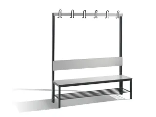 omkleedbank,HxLxD 1710x1500x407mm,HPL zilvergrijs,frame staal RAL7021 - 1