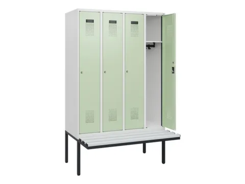 locker met bank,HxBxD 1950x1200x815mm,4vak,vak B 300mm,cilinderslot