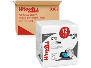 Poetsdoek WypAll X70 PowerClean 42,1x37,5cm 12x76vel wit 8387 - 1