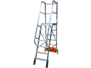 verrijdbare treden-platformladder,eenzijdig,7trede(n),stand H 1,65m - 1