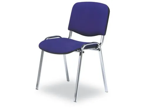bezoekersstoel,4voeten ovale buis verchroomd,zitting stof blauw,rug PE