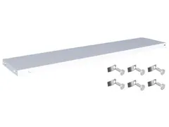 legbord,v. magazijnstelling,BxD 1300x300mm,vakl. 200kg,staal,RAL7035