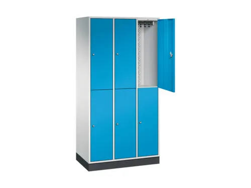 Dubbeldekse garderobekast,RAL 7035/RAL 5012,HxBxD 1950x920x500mm