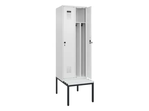 locker met bank,voor scheiding van kleding,HxBxD 2120x600x815mm,2vak