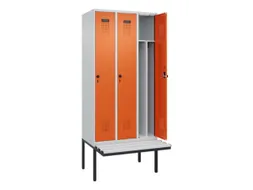 locker met bank,voor scheiding van kleding,HxBxD 2120x900x815mm,3vak