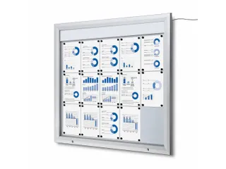 Outdoor mededelingenbord 15x A4 met logopaneel LED verlicht - 1