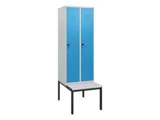 locker met bank,HxBxD 1950x600x815mm,2vak,vak B 300mm,draaigrendel - 1
