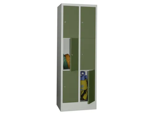 lockerkast,HxBxD 1850x600x500mm,2x3vakken,RAL7035,front RAL6011