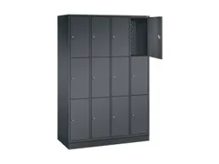 lockerkast,HxBxD 1950x1220x500mm,4x3vakken,cil.-slot,sokkel