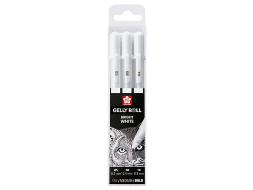 Gelschrijver Sakura Gelly Roll Classic set à 3 breedtes wit