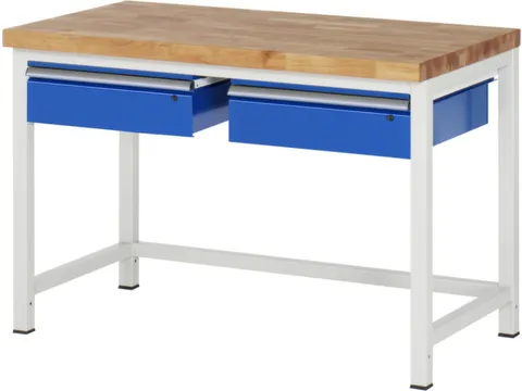 établi HxlxP 840-1040x1250x700mm plateau hêtre force 1250kg 4 pieds